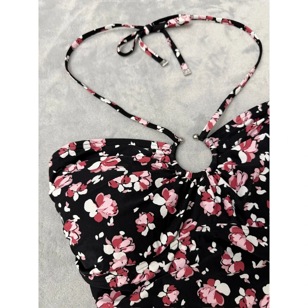 Michael Michael Kors Women's Floral-Print Bandeau Tankini Top $98 NEW XS